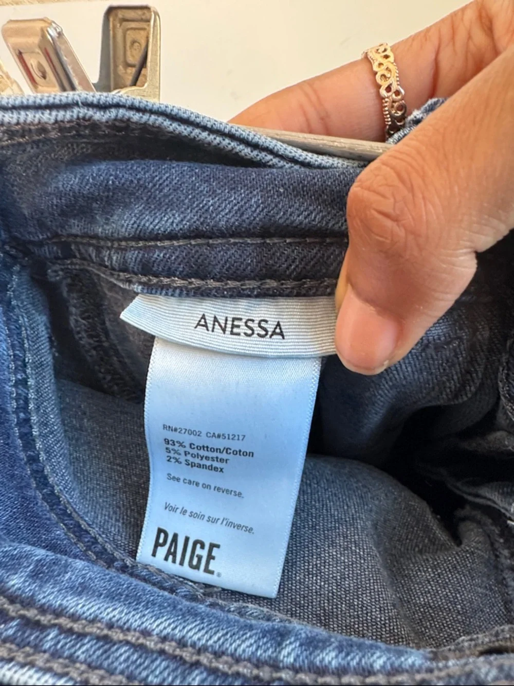 PAIGE Dark Blue Wide Leg Jeans - Picture 4 of 5